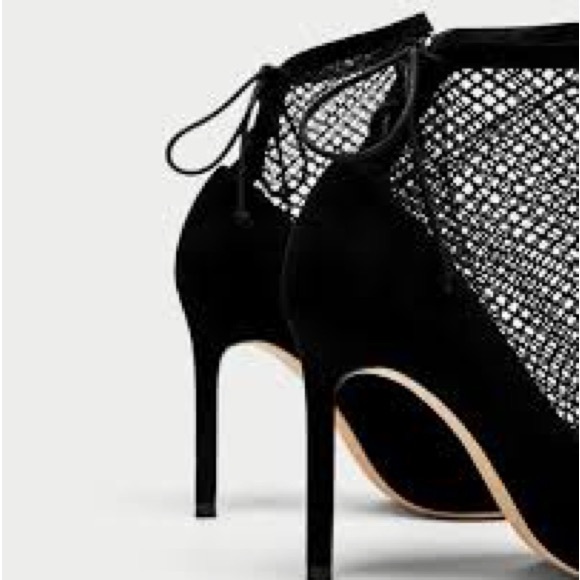 Zara Black Mesh Heeled Booties - Picture 5 of 5